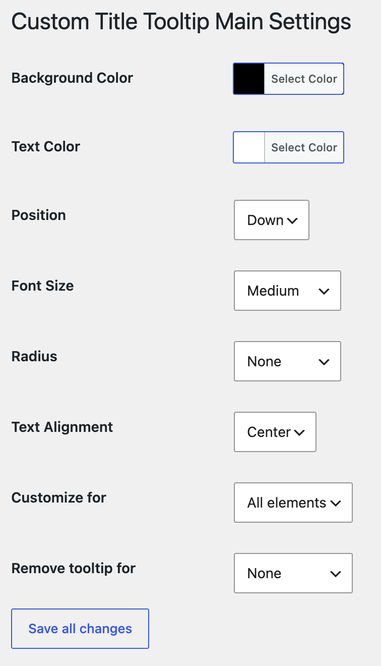 Custom Title Tooltip | Plugin settings